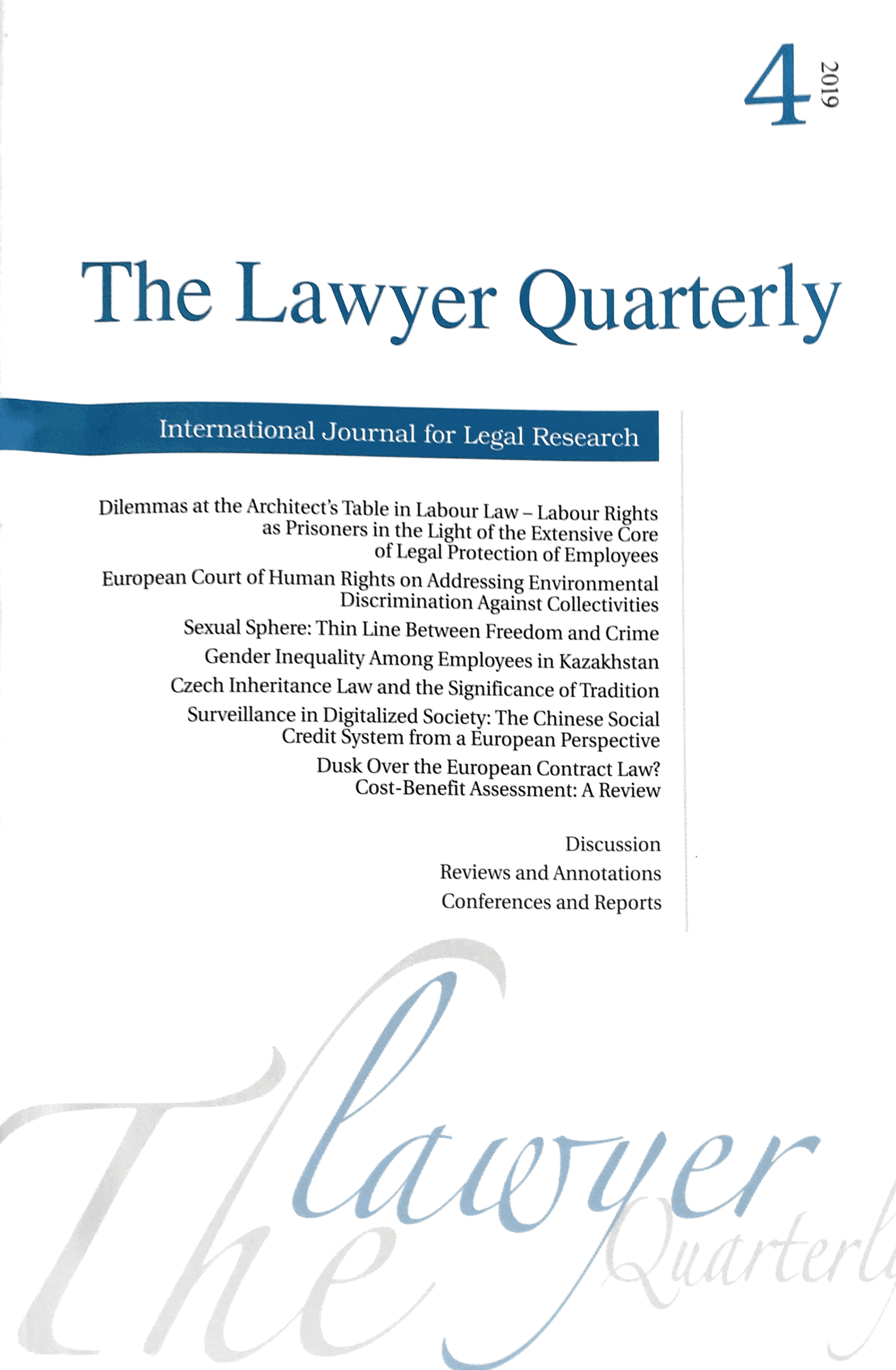 Information About Psefs Published In The Lawyer Quarterly